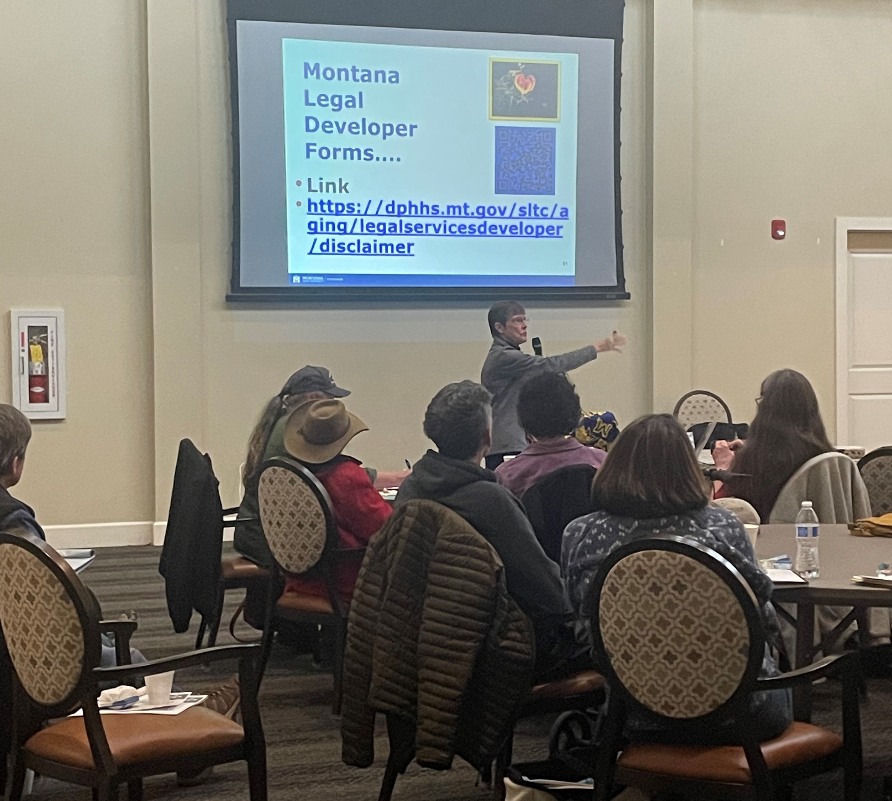 Marsha Goetting presents about will and trusts to Flathead County residents at the Buffalo Hill Terrace in January 2024